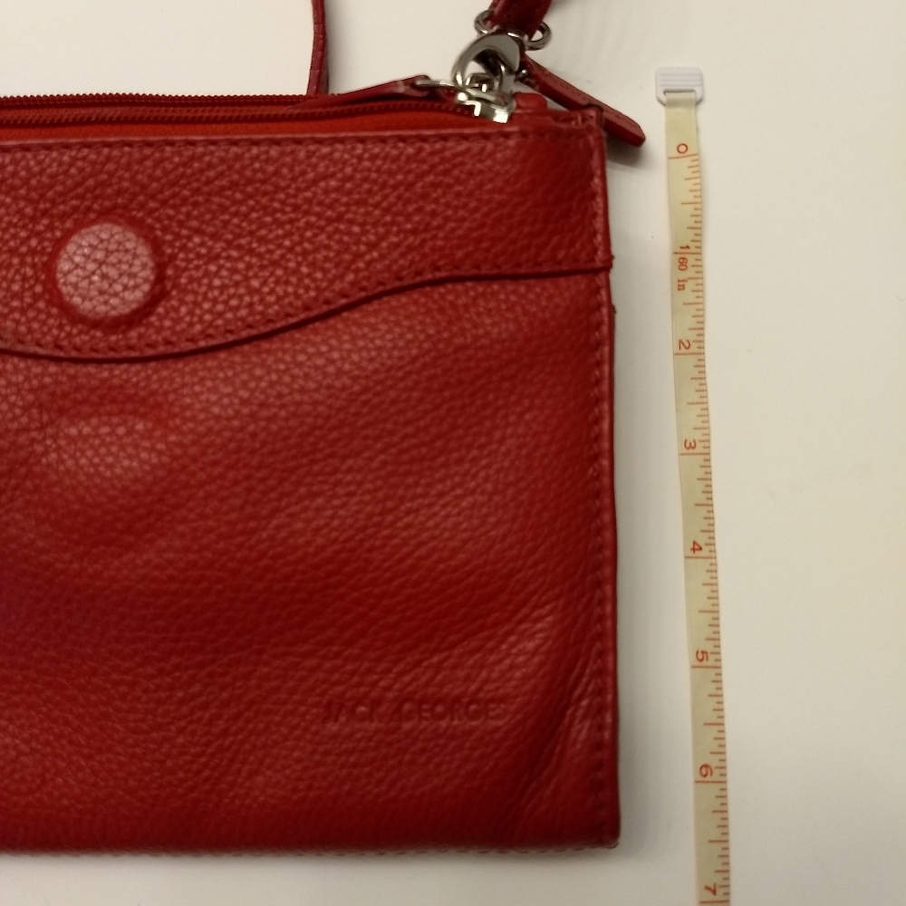 Jack Georges Red Leather Crossbody Wallet Purse - Picture 6 of 7